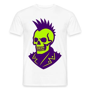 Punk Skull Illustration on Neon - Men's T-Shirt - white - Front - AI Model Male 178 dark (178cm)