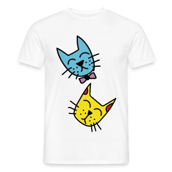 Cat Duo Pastel Colors - Men's T-Shirt - white - Front - AI Model Male 178 dark (178cm)