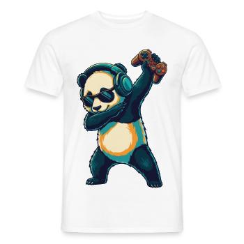 Joueur d’ours panda jouant à des jeux vidéo en art - T-shirt homme - blanc - Devant - AI Model Male 178 dark (178cm)