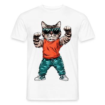 Coole Katze - Männer T-Shirt - Weiß - Vorne - AI Model Male 178 dark (178cm)