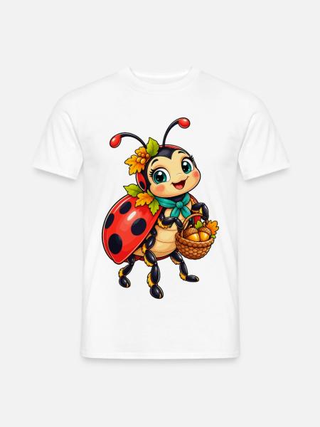 Herbstkäfer mit Kürbiskorb - Männer T-Shirt - Weiß