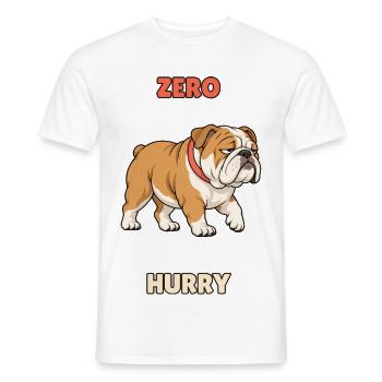 Zero Hurry – Fauler Bulldoggen-Humor - Männer T-Shirt - Weiß - Vorne - AI Model Male 178 dark (178cm)
