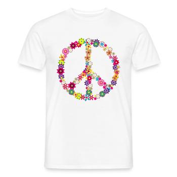 Paix fleurs signe de paix cadeau hippie - T-shirt homme - blanc - Devant - AI Model Male 178 dark (178cm)