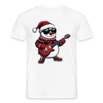 Snowman Christmas Guitar - Men's T-Shirt - white - Front - AI Model Male 178 dark (178cm)