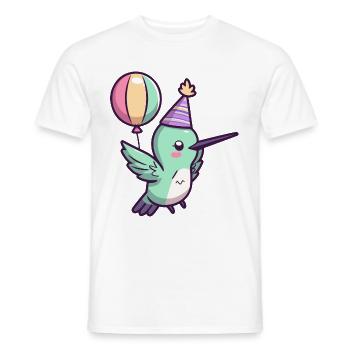 Colibri Oiseau Anniversaire Bande dessinée Mignon - T-shirt homme - blanc - Devant - AI Model Male 178 dark (178cm)