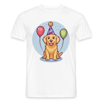 Golden Retriever Hunde Geburtstag Comic Lustig - Männer T-Shirt - Weiß - Vorne - AI Model Male 178 dark (178cm)