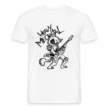 Heavy Metal Katze Rock Gitarre Gitarrist Band Cat - Men's T-Shirt - white - Front - AI Model Male 178 dark (178cm)