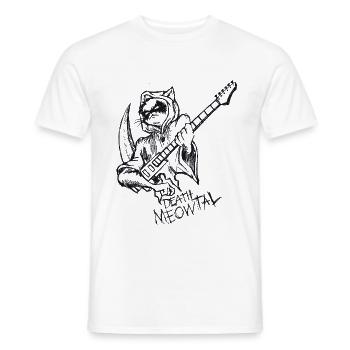 Death Metal Cat Gift Guitarist Meowtal Cat - Men's T-Shirt - white - Front - AI Model Male 178 dark (178cm)