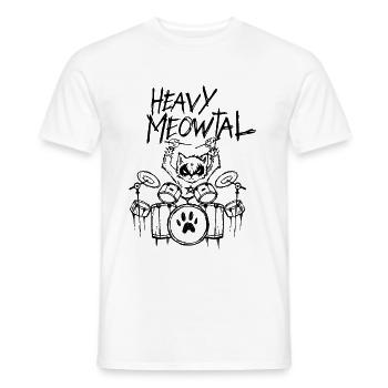 Heavy metal cat drummer drummer Goth Gothic - Men's T-Shirt - white - Front - AI Model Male 178 dark (178cm)