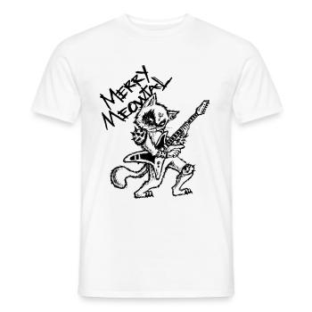 Heavy Metal Cat Rock Guitar Guitarist Xmas Cat - Men's T-Shirt - white - Front - AI Model Male 178 dark (178cm)