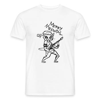 Heavy Metal Cat Rock Guitar Guitarist Cat Xmas - Men's T-Shirt - white - Front - AI Model Male 178 dark (178cm)