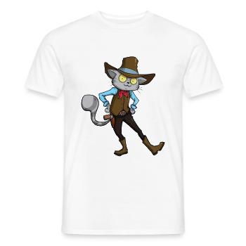 Line Dance Cat Cowboy Graphic Silhouette Line Danc - Men's T-Shirt - white - Front - AI Model Male 178 dark (178cm)