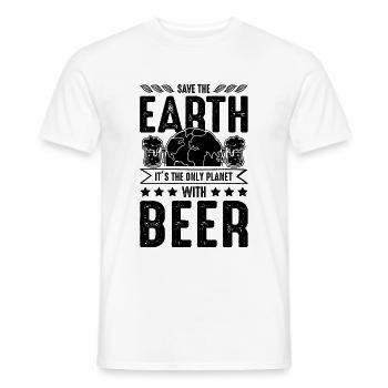 Bier Save the earth Spruch Lustig - Männer T-Shirt - Weiß - Vorne - AI Model Male 178 dark (178cm)