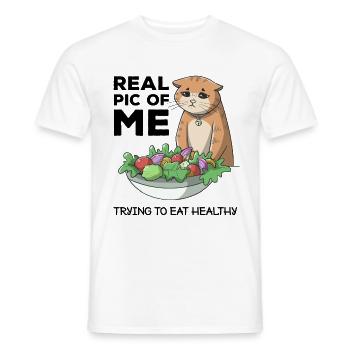 Funny Diet Cat Weightloss Fasting Gym Workout - Männer T-Shirt - Weiß - Vorne - AI Model Male 178 dark (178cm)