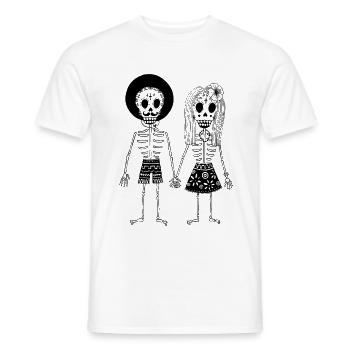 Mexico Skull Skeleton Pair Of Death Festival Skeletons - Men's T-Shirt - white - Front - AI Model Male 178 dark (178cm)