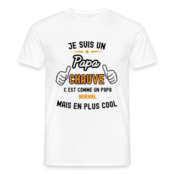 papa chauve papa normal - T-shirt homme - blanc - Devant - AI Model Male 178 dark (178cm)