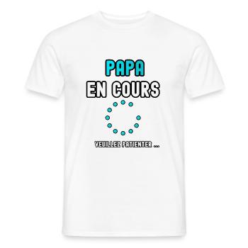 papa en cours patientez - T-shirt homme - blanc - Devant - AI Model Male 178 dark (178cm)