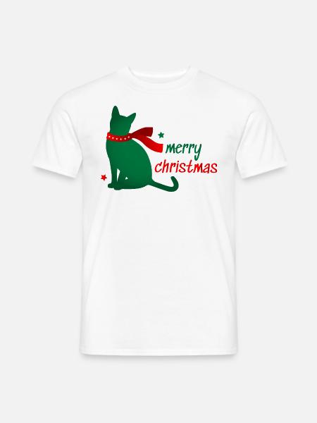 Katze Stern Tier Weihnachten Schal 3D Geschenk - Männer T-Shirt - Weiß