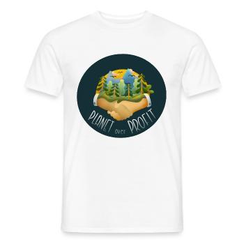 Planet over profit - Men's T-Shirt - white - Front - AI Model Male 178 dark (178cm)