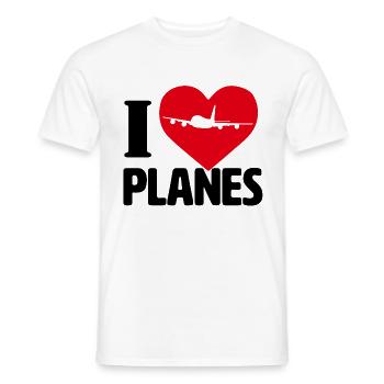 I love ,Planes ,Flugzeug ,Liebe, love - Männer T-Shirt - Weiß - Vorne - AI Model Male 178 dark (178cm)