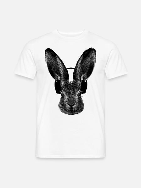 Hase mit Kopfhörer hört Musik Osterhase - Männer T-Shirt - Weiß