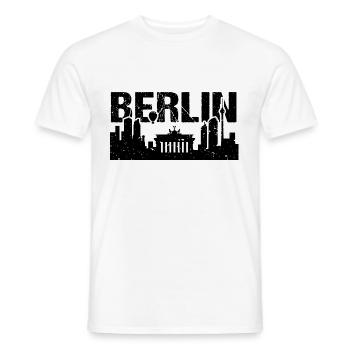 Berlin Skyline Vintage Capital Berlin - Men's T-Shirt - white - Front - AI Model Male 178 dark (178cm)