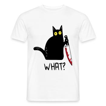 Black Cat What? - Men's T-Shirt - white - Front - AI Model Male 178 dark (178cm)