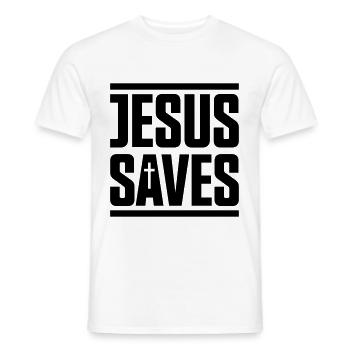 jesus saves - Männer T-Shirt - Weiß - Vorne - AI Model Male 178 dark (178cm)