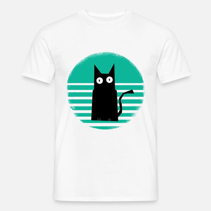 Schwarze Katze Sunset Mint - Männer T-Shirt - Weiß