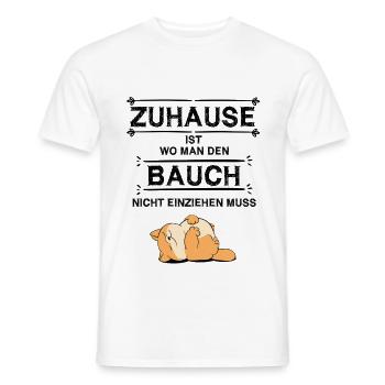 Zuhause ist Katze faul - Männer T-Shirt - Weiß - Vorne - AI Model Male 178 dark (178cm)