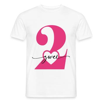 Digit Two 2 with Heart - Men's T-Shirt - white - Front - AI Model Male 178 dark (178cm)