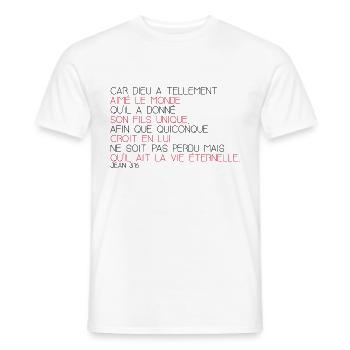 Jean 3 16 - T-shirt homme - blanc - Devant - AI Model Male 178 dark (178cm)