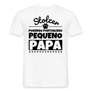 Podengo Portugueso Pequeno lustig Herrchen Hund - Männer T-Shirt - Weiß - Vorne - AI Model Male 178 dark (178cm)