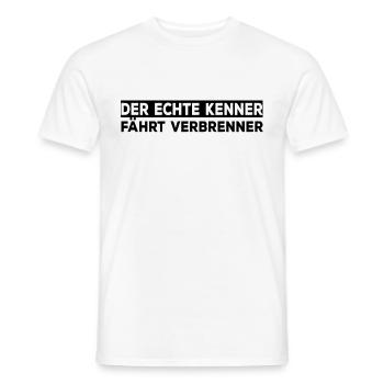 Der echte Kenner fährt Verbrenner / E Auto Sticker - Männer T-Shirt - Weiß - Vorne - AI Model Male 178 dark (178cm)