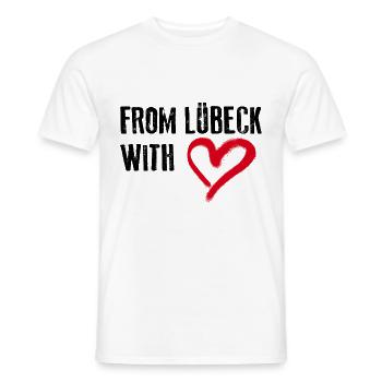 DE LÜBECK WITH LOVE Lübeck Amour - T-shirt homme - blanc - Devant - AI Model Male 178 dark (178cm)