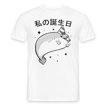Sacabambaspis Fish Meme Japanese Birthday - Men's T-Shirt - white - Front - AI Model Male 178 dark (178cm)