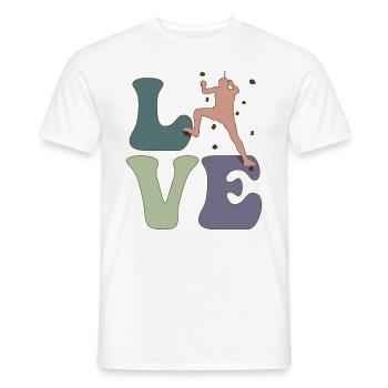LOVE Wall Climbing Mur d’intérieur Grimpeur de bloc - T-shirt homme - blanc - Devant - AI Model Male 178 dark (178cm)
