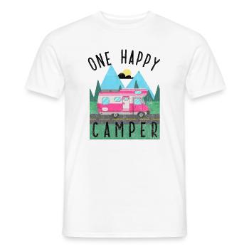 one happy camper trailer motorhome camping gift - Männer T-Shirt - Weiß - Vorne - AI Model Male 178 dark (178cm)
