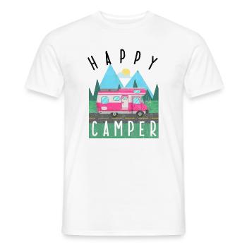 Happy Camper Camp Trailer park the Motorhome gift - Men's T-Shirt - white - Front - AI Model Male 178 dark (178cm)