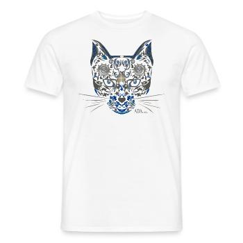 Chat d'argent - T-shirt homme - blanc - Devant - AI Model Male 178 dark (178cm)