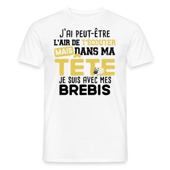 Brebis Mouton Agneau Laine Humour Ferme Agricole - T-shirt homme - blanc - Devant - AI Model Male 178 dark (178cm)
