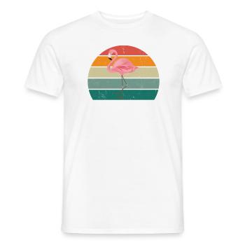 Flamants roses Oiseau rose une patte debout flamant rose - T-shirt homme - blanc - Devant - AI Model Male 178 dark (178cm)