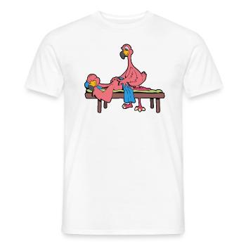 Flamant rose massé - Physiothérapie - T-shirt homme - blanc - Devant - AI Model Male 178 dark (178cm)