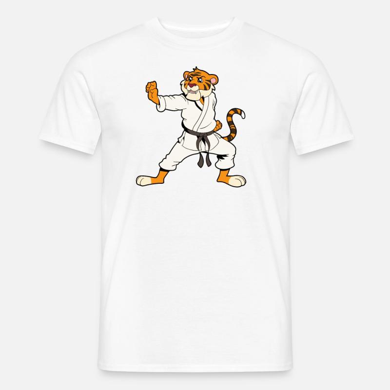 Comic Tiger macht Karate - Männer T-Shirt - Weiß