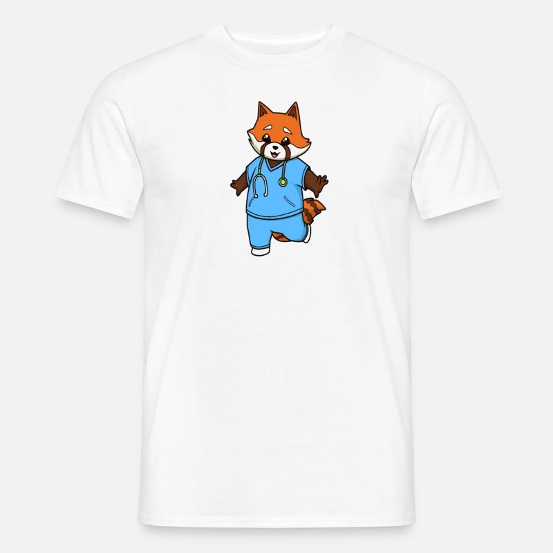 Comic Roter Panda Krankenschwester - Männer T-Shirt - Weiß