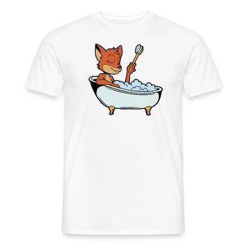 Fox prend un bain dans la baignoire - T-shirt homme - blanc - Devant - AI Model Male 178 dark (178cm)