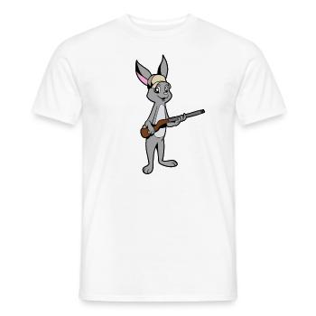 Rabbit with Rifle - Hunter - Men's T-Shirt - white - Front - AI Model Male 178 dark (178cm)
