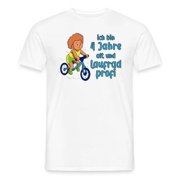 Junge 4 Jahre alt und Profi auf dem Laufrad - Männer T-Shirt - Weiß - Vorne - AI Model Male 178 dark (178cm)