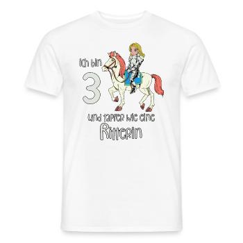 Geburtstagsshirt Ritterin - 3 Geburtstag Mädchen - Männer T-Shirt - Weiß - Vorne - AI Model Male 178 dark (178cm)
