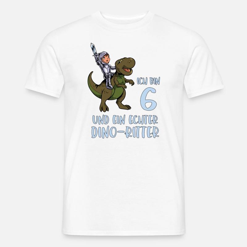 Geburtstagsshirt Dino Ritter - 6 Geburtstag Junge - Männer T-Shirt - Weiß